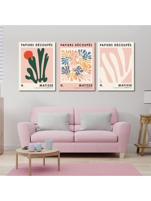 Asitan 3'lü Kanvas Duvar Tablosu Papiers Henri Matisse Tasarımı, 70 x 100