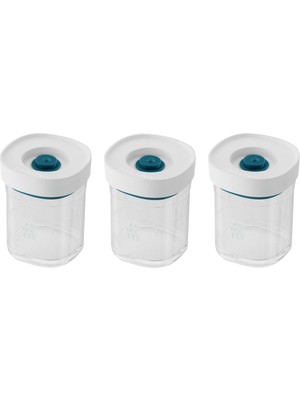 Asitan Zwıllıng Fresh &amp; Save Cube Vakumlu Saklama Kabı Set, Xs, 3 Parça, Şeffaf Akdeniz Mavisi