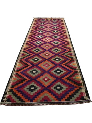 Asitan Zehra Abla Halı El Dokuma Enteresan Doğu Anadolu Herki Yolluk Yün Kilim 6314 Çok RENKLI-150 x 45
