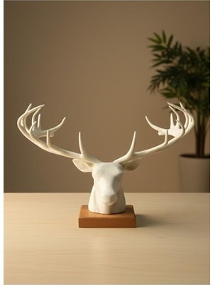 Asitan Dekoratif Geyik Başı Heykel 25 cm Modern Minimal Tasarım - EMTHBA8288-8470