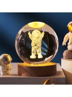 Asitan Mr 3D Kristal Cam Küre, Ahşap Soketli Gece Lambası,led, Sevgiliye Hediye, Noel, Öğretmenler Gü