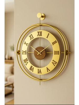 Asitan Metaquartz Aksesuar Romera Classic Exclusive (Gold), Modern Dekoratif Metal Duvar Saati Gold 50 x 75