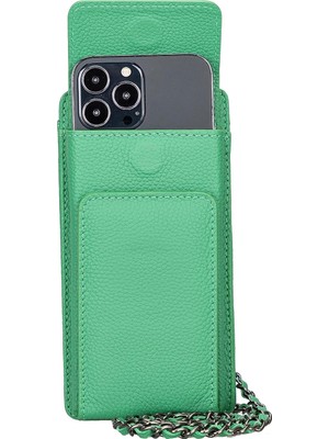 Asitan Deri Cüzdan & Telefon Kılıfı 2'si 1 Arada, Hakiki Deri, Zincir Askı, Rfıd Koruma, Telefon Bölm