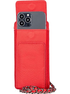Asitan Deri Cüzdan & Telefon Kılıfı 2'si 1 Arada, Hakiki Deri, Zincir Askı, Rfıd Koruma, Telefon Bölm