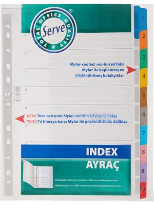 Asitan Serve Karton Ayrac Klasik 1-10 Renkli Rakam A4