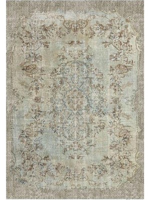 Asitan Gloria TD116 Bej Vintage Eskitme Desen Dokuma Saçaklı Kilim