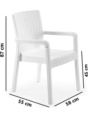 Asitan SY-2527 Royale Hasır Desenli Rattan Bahçe Koltuk Sandalye 4'lü Set