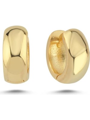 Asitan 925 Ayar Gümüş Gold Kaplama Tombul 15 mm Halka Küpe