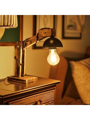 Asitan Celestia Home Modern Vintage Ahşap Masa Lambası - Otantik Iskandinav Abajur, Dekoratif Aydınlatm