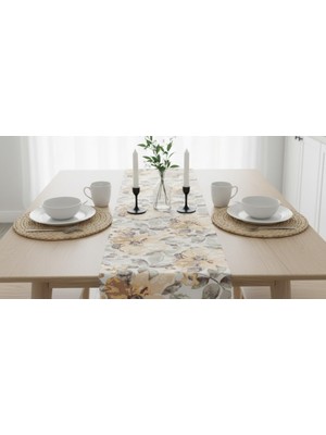 Asitan Jakarlı Dokuma Dekoratif Runner 45X140 cm | Sarı Çiçekli Desenli