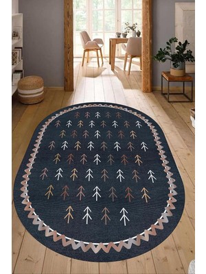 Asitan Carmine CARPET(3662) Dijital Baskılı Dekoratif Yıkanabilir Oval Kaymaz Taban Halı Lacivert.jpg 6