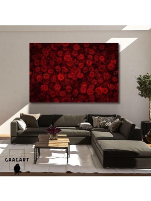Asitan Tekli Yatay Kanvas Salon Duvar Tablosu Kırmızı Güller Tasarım, 150 x 100