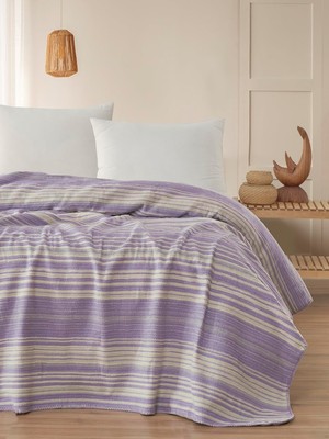 Asitan Pamuklu 4 Mevsim Çift Kişilik Battaniye, 180X220 Cm,%70 Pamuk%30 Polyester (Lila)