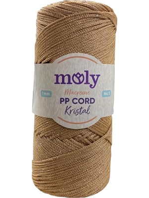 Asitan Moly Pp Cord Kristal Simli Polyester Makrome El Örgü Ipi 200 gr 33 Camel