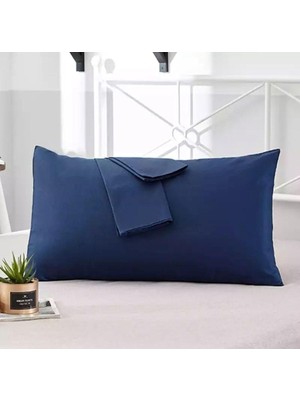 Asitan Modelhome Lacivert Renkli Pamuklu Kumaştan Kapaklı Yastık Kılıfı (2 Adet) 50 x 70 cm Lacivert