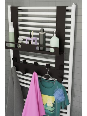 Asitan Risingmaber Siyah Raflı Havlupan Askısı Banyo Petek Askısı ve Raflı Havlu Askılığı, Banyo