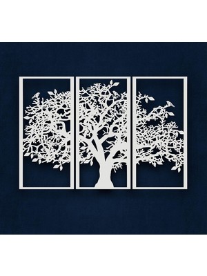 Asitan 3 Panel Aile Ağacı Metal Duvar Dekoru Hayat Ağacı Metal Duvar Sanatı, Ev Yatak Odası Oturma Od