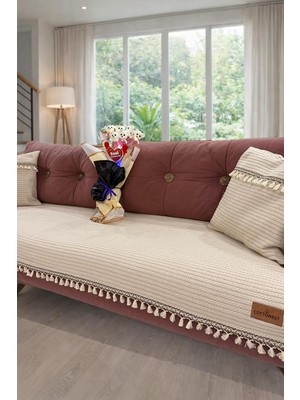Asitan Bohem Koltuk Örtüsü Seti | 2 Adet 40X40 Kırlent Kılıfı| Modern & Şık Salon Dekoru