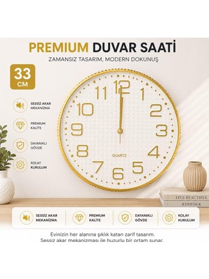 Asitan Galaxy Duvar Saati, 33 Cm, Sessiz Akar Dekoratif Kc8 | Sessiz Mekanizma, Büyük Rakamlar, Pilli Ça