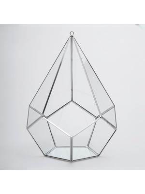 Asitan 31X22X22CM Gümüş Geometrik Teraryum Cam Fanus Takı Aksesuar Çikolata Kutusu
