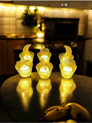 Asitan Dekoratif LED Mum - 3 Model 6 Lı LED Işık Mumluk Aksesuar