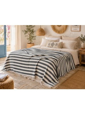 Asitan DAILY%100 Pamuk Müslin Pike 4 Kat Çift Kişilik Pike &amp; Yatak Örtüsü 230X250 cm (Antrasit, �