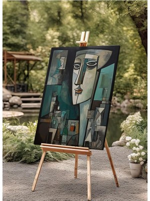 Asitan Soyut Yüz Kübist Portre Dekoratif Kanvas Tablo 70 x 100