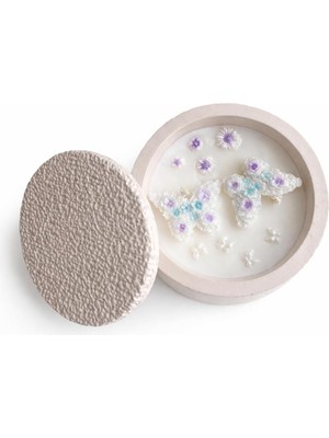 Asitan Adena El Yapımı Dekoratif Soya Wax Mum – Taş Tozu Kap – Doğal Mum – Kelebek Detaylı – E
