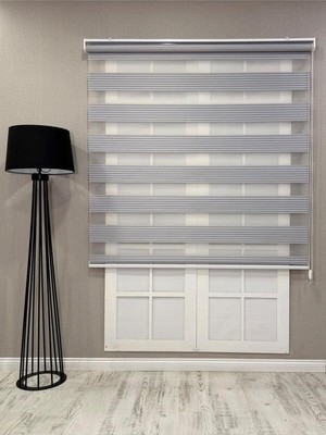 Asitan Zebra Stor Geniş Plise Güneşlik Perde, Açık Gri, 160 x 200
