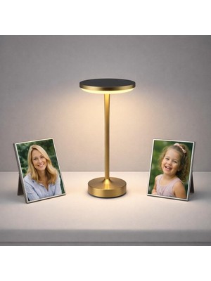 Asitan LED Dimli 3 Renk Dekoratif Masa Lambası Dokunmatik Şarj Edilebilir Type-C (28CM)
