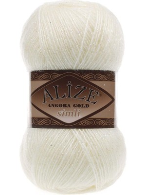 Asitan Alize Angora Gold Simli El Örgü Ipi 5 Adet (Krem 01)