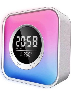 Asitan P10 Rgb LED Alarm Saat Bluetooth Hoparlör, Gece Lambası, Kablosuz Şarj Destekli Dijital Masa Saat