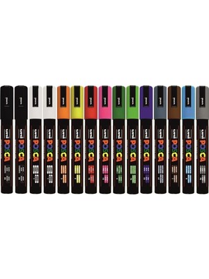 Asitan Uni Posca Pc-3m Marker Keçeli Kalem Seti, 15'li, Karışık Renkler