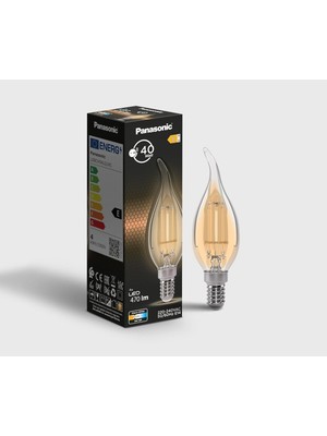 Asitan Filament Ampul E14 Flame (Mum Tipi) 4W 470LM 2700K Sarı Işık