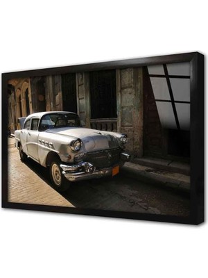 Asitan Kübada Beyaz Klasik Araba Çerçeveli Cam Tablo 30X40 cm CA01001