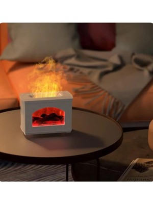 Asitan 3D Şömine Tasarımlı Hava Nemlendirici, Ateş Simülasyonlu Aroma Terapi Difüzör, Otomatik Kapa