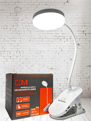 Asitan cm 3 Işık Modlu LED Masa Lambası Mandallı, USB Şarjlı, Taşınabilir