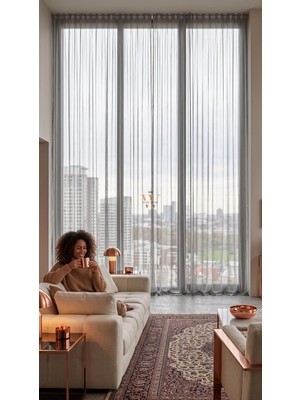 Asitan Woxstor Gümüş Tül Perde, Hazır Dikilmiş, 1x2,5 Orta Pileli, Salon Yatak Odası Mutfak Balkon (