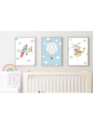 Asitan Huhuli Ahşap Çerçeveli Çocuk Odası Tablo Set 50 x 35 HU41HU41Lİ0191