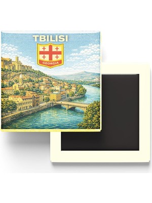 Asitan Retro Gürcistan Tiflis Şehri Temalı Vintage Buzdolap Magneti – 9x9 cm