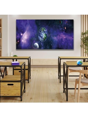 Asitan Panoramik Kanvas Duvar Tablosu Mor Uzay Sistemi, 120 x 60