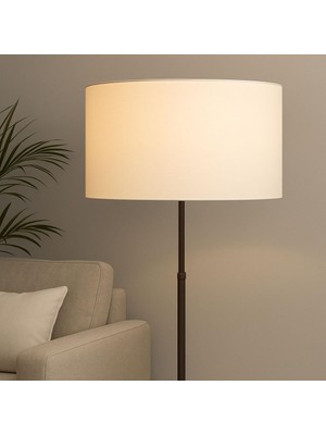 Asitan 50 cm Silindir Masa Tavan Lambader Sarkıt Abajur Başlığı Krem 50CMX30CM