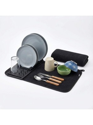 Asitan Kurutma Matı 44X36 cm Yıkanabilir ve Dayanıklı-Gri