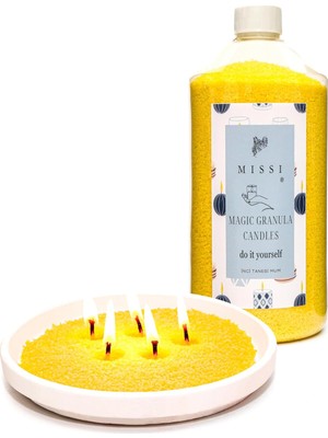 Asitan Missi Yaratıcı Ini Tozu White Jasmin Kokulu Sarı Renk Mum (30 Adet Fitil ile BIRLIKTE)-400 gr