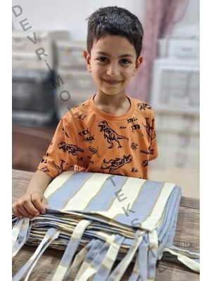 Asitan Denge Perde (11278) Kornişli- Gri-Krem Çizgili Özel Dikim Lüks Branda Balkon Perdesi (Ölçü E