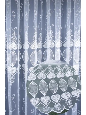 Asitan Özgün Perde (3139) Üst Kalite Sanal Nakışlı Tül Perde (1x2,5 Pile) Beyaz 150 x 250