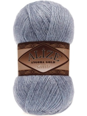 Asitan Alize Angora Gold Simli El Örgü Ipi 5 Adet (Açık Denim Melanj 221)