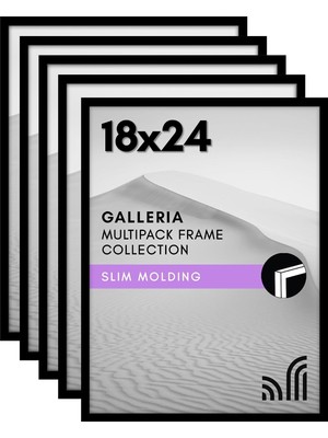 Asitan 18X24 Poster Çerçevesi Seti 5 Inç Siyah - Parlak Pleksiglas ve Asma Donanımlı Galeri Duvar Çer