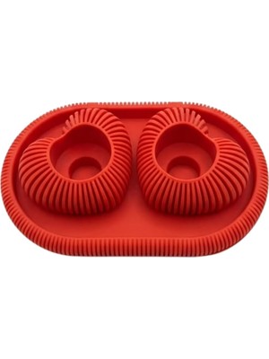 Asitan Mirai Dokulu Çift Kalp Tealight Mum Tutucu Seti (Oval Taban Tepsi + 2 Adet Kalp) Kırmızı - Bir