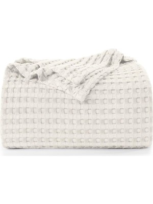 Asitan %100 Pamuk Waffle Desen Çift Kişilik Pike Yatak Örtüsü 200X230 Battaniye Çok Amaçlı Örtü